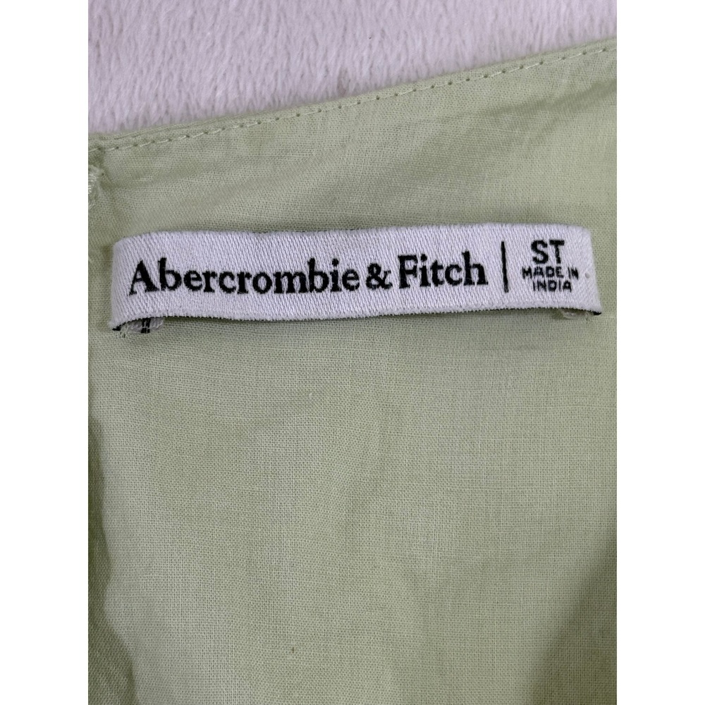 Abercrombie & Fitch Poplin Mini Dress Women ST Green Cottagecore Boho Coastal - Picture 8 of 12